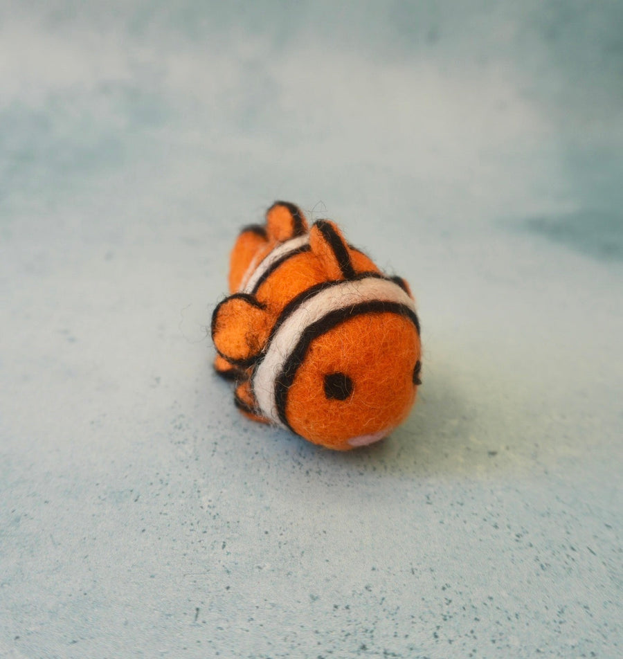 Felt Clown Fish, detail of the hand-felted wool.