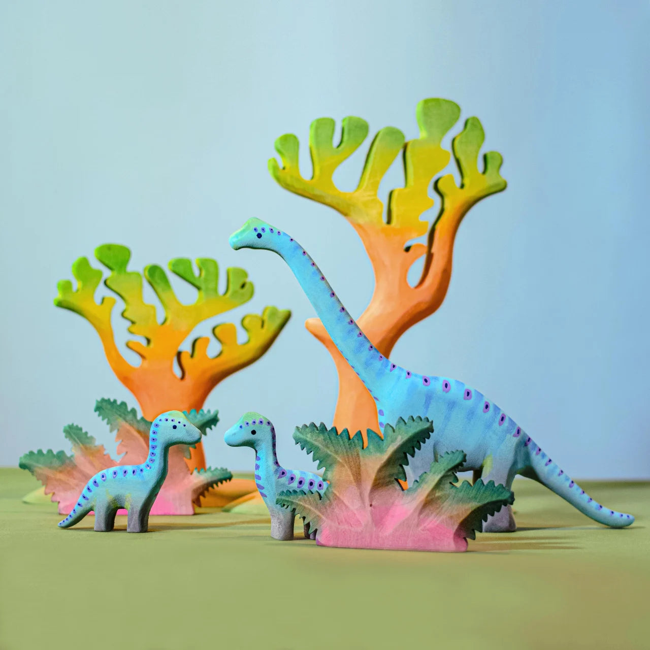 Bumbu Brontosaurus Set | Handcrafted Wooden Dinosaurs | My Toy Wagon