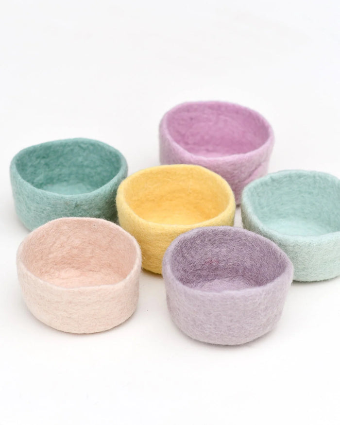 Felt Big Pastel Colorful Bowls, Set of 6