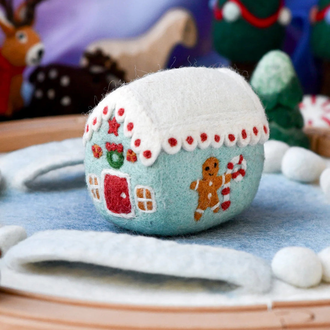 Felt Blue Gingerbread House