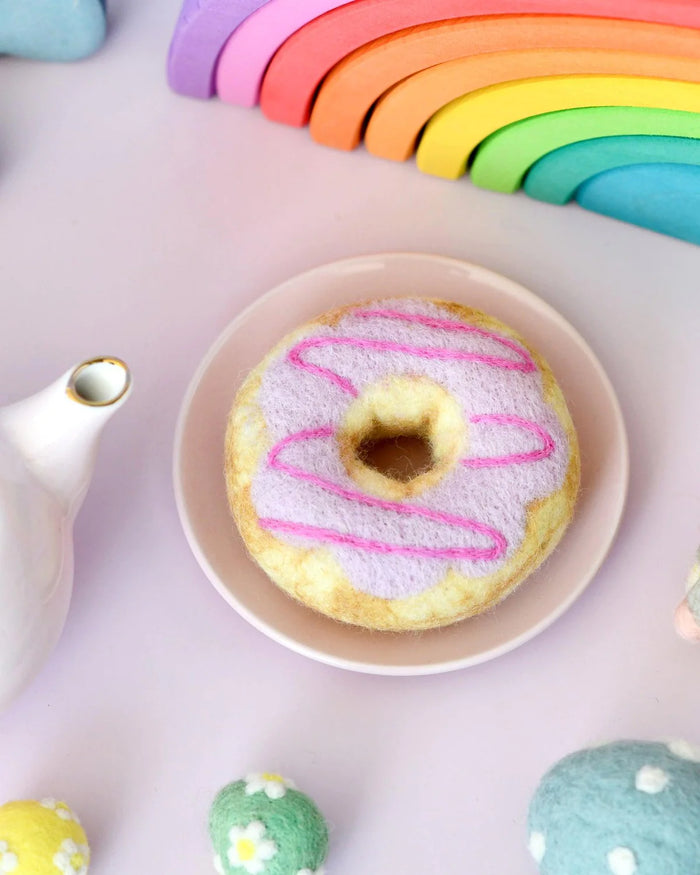Felt Donut with Pastel Frosting and Pink Drizzle