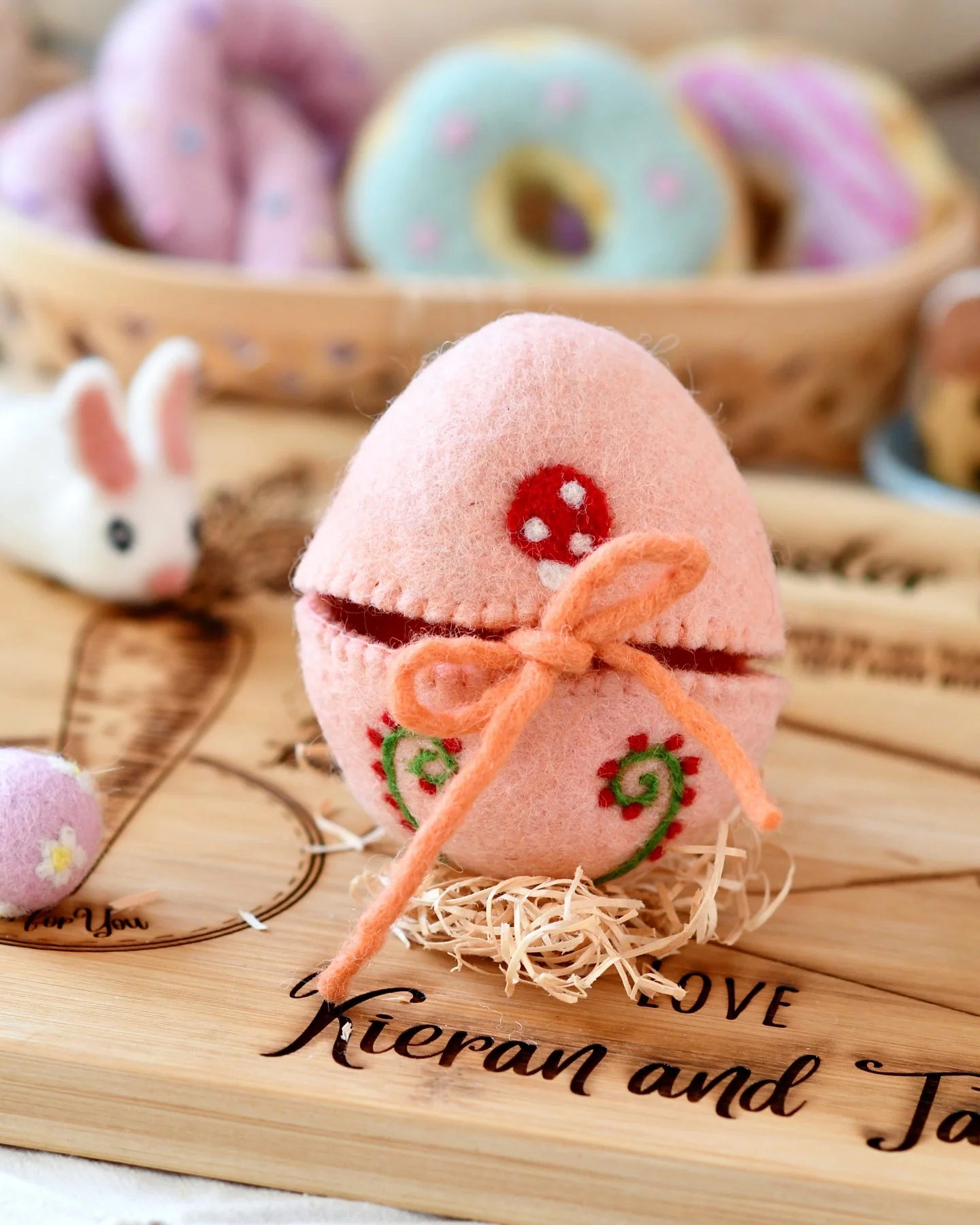 Sale Felt Egg Cover, Peach with Mushroom Motif – My Toy Wagon