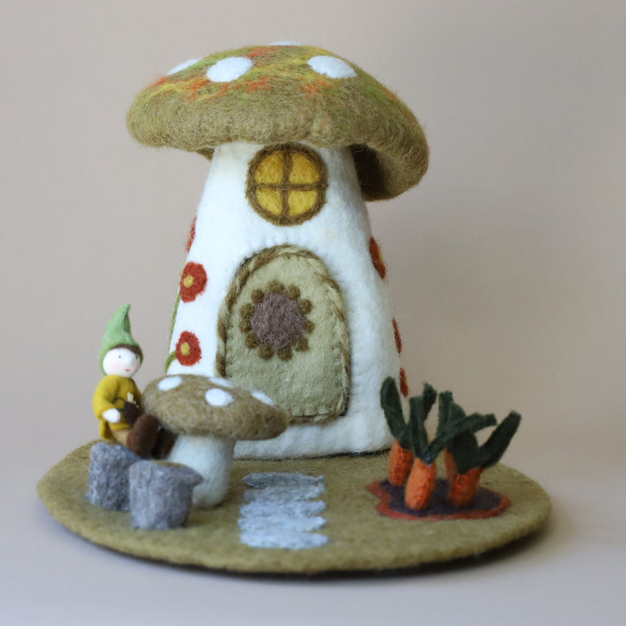 Mushroom House with Carrot Garden Mat