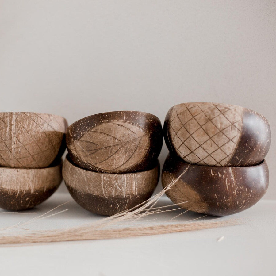 Q Toys Patterned Coconut Rice Bowls, Set of 6