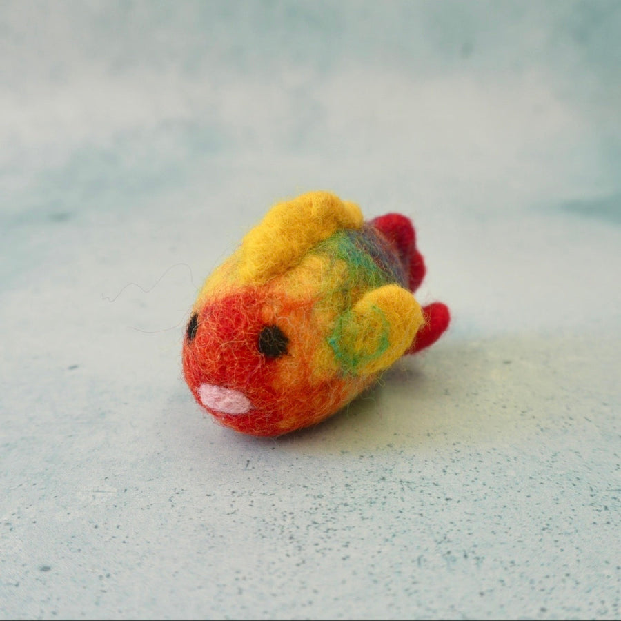 Rainbow Fish, Little Brood hand-felted wool felt fish, a reef creature for small-world ocean play.