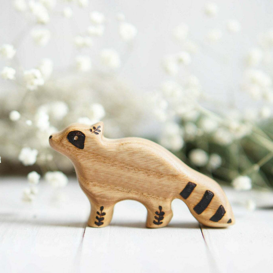 Wooden Baby Raccoon, Standing