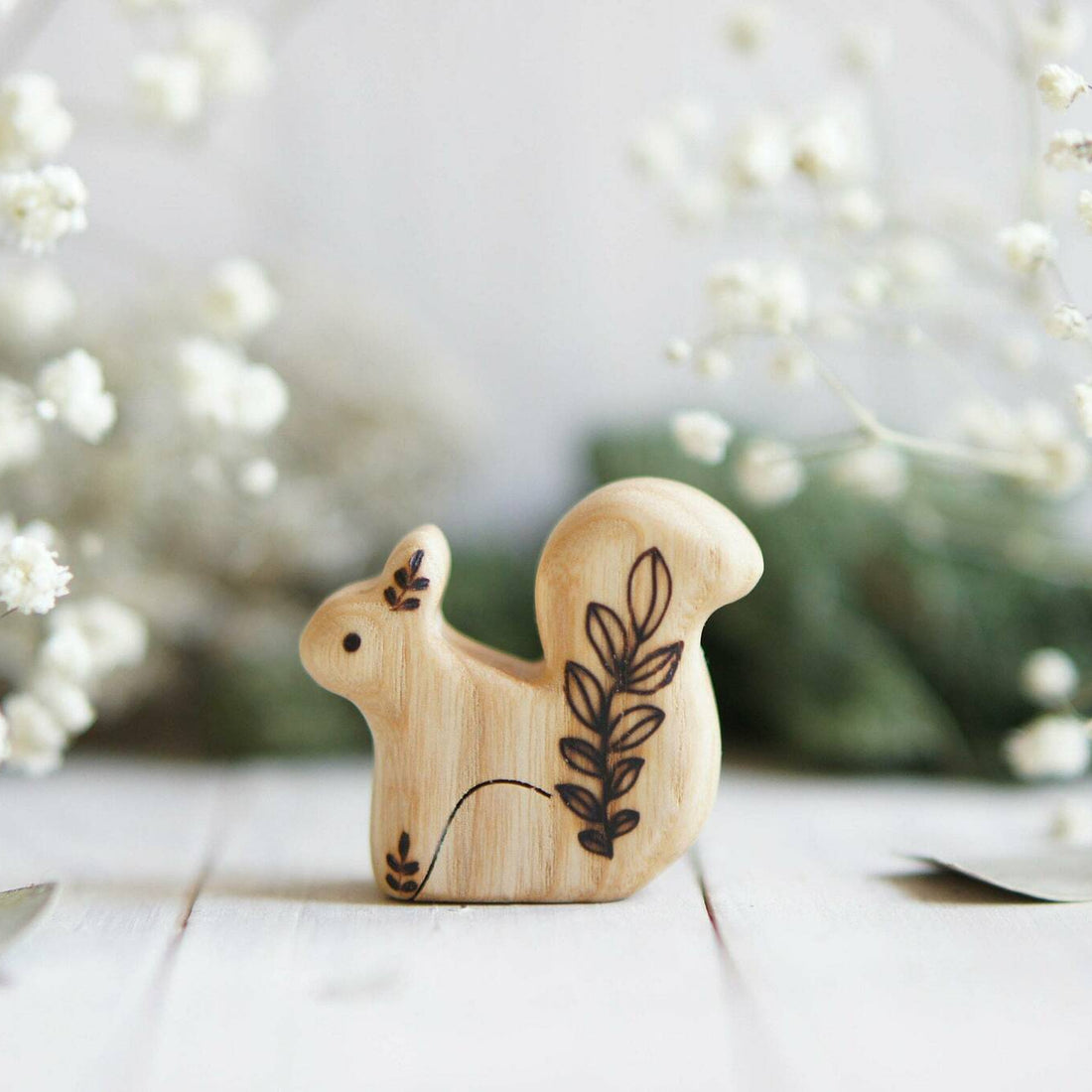 Wooden Baby Squirrel, Sitting