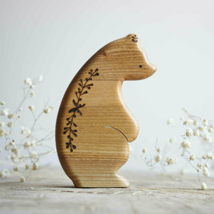 Wooden Bear Toy, a hand-carved wooden toy by Tiny Fox Hole.