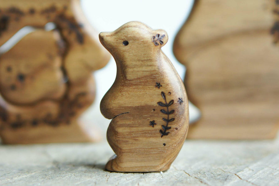 Wooden Bear Family Announcement Puzzle (Mom, Dad, and Two Little Ones)