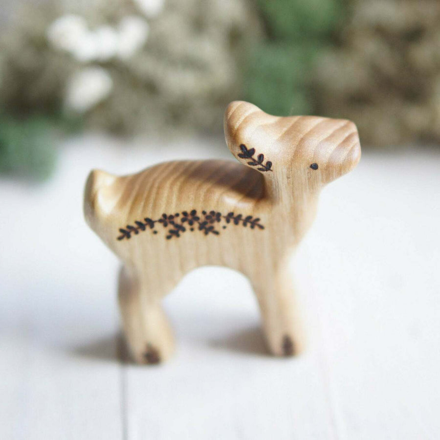 Wooden Fawn Toy, a hand-carved wooden toy by Tiny Fox Hole.
