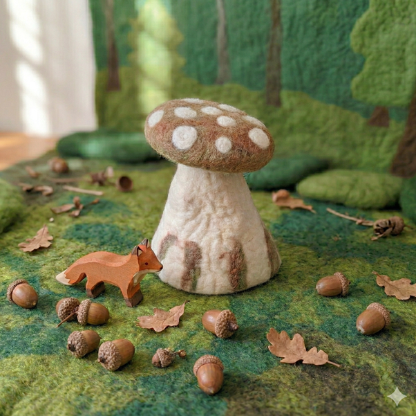 Large Felt Mushroom, Brown