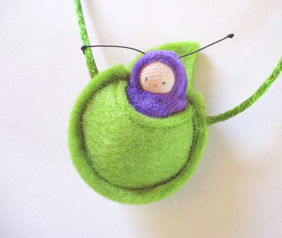 Fairyshadow Love Bug in Leaf Necklace, Assorted Colors