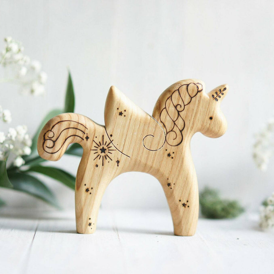 Wooden Unicorn with Wings