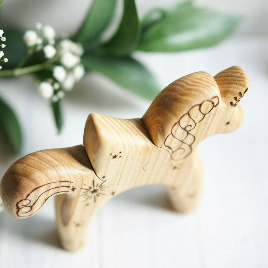 Wooden Unicorn with Wings