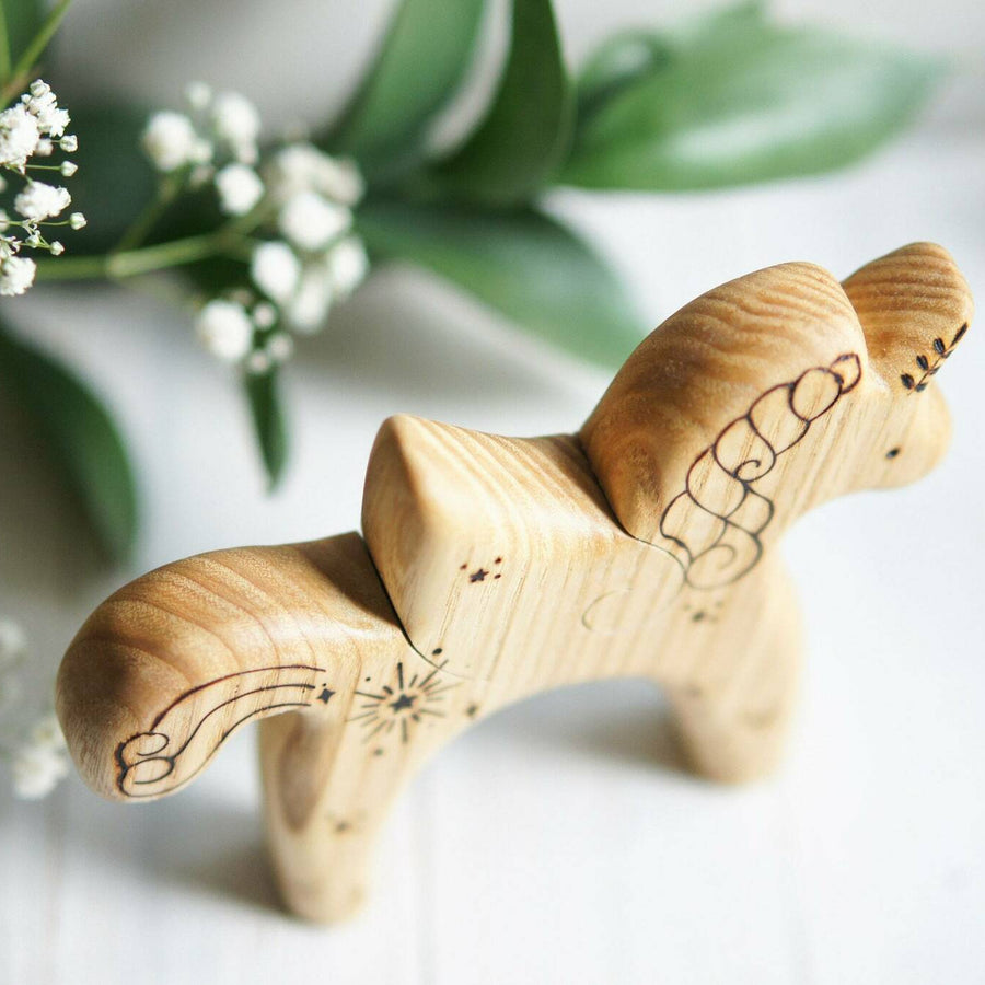 Wooden Unicorn with Wings