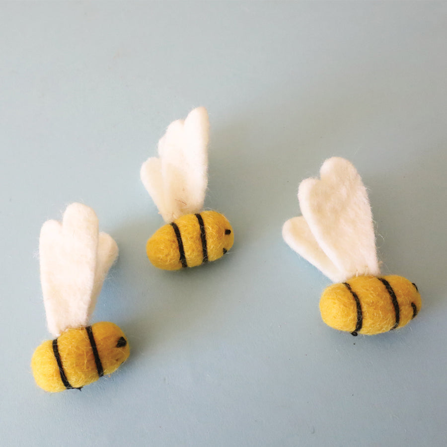 Felt Bees, 3 pcs