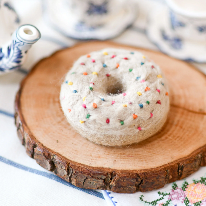 Felt Donut with Classic Glaze and Rainbow Sprinkles