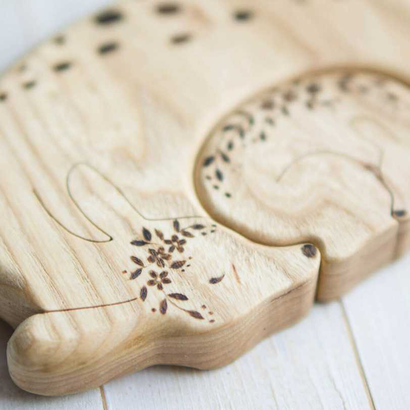 Wooden Deer Puzzle, a hand-carved wooden toy by Tiny Fox Hole.
