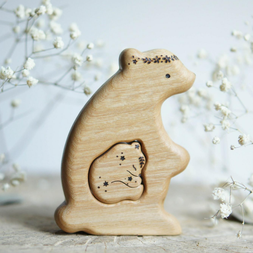 Wooden bear announcement puzzle by Tiny Fox Hole (view 3)