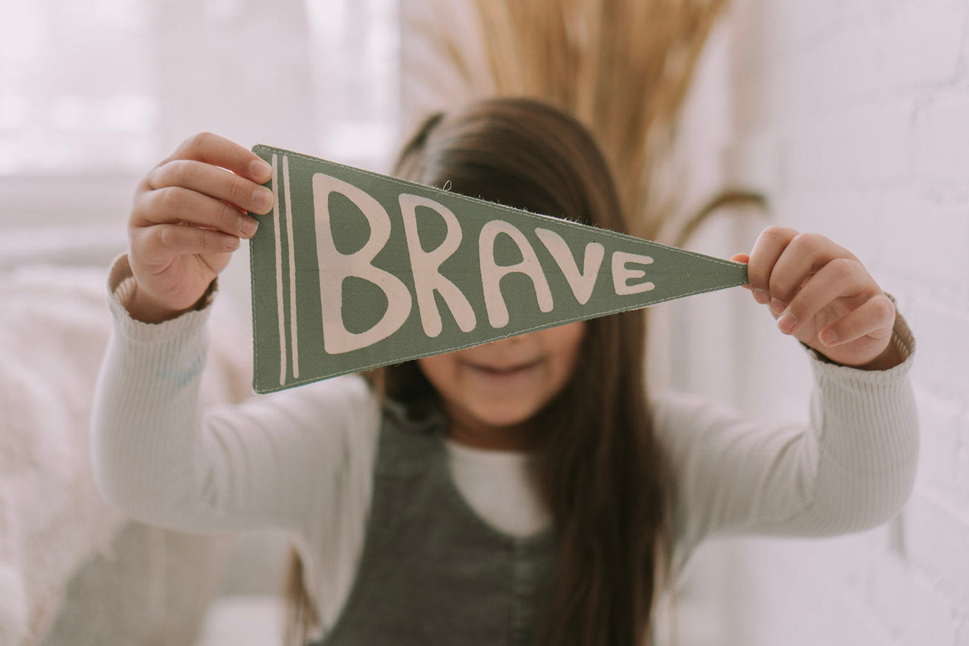 Brave Canvas Pennant | Handmade Triangle Wall Flag