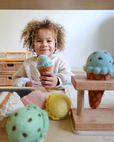 Pre-Order Felt Ice Cream Set, Waffle Cones and 9 Ice Cream Scoops (Ships in mid-November)