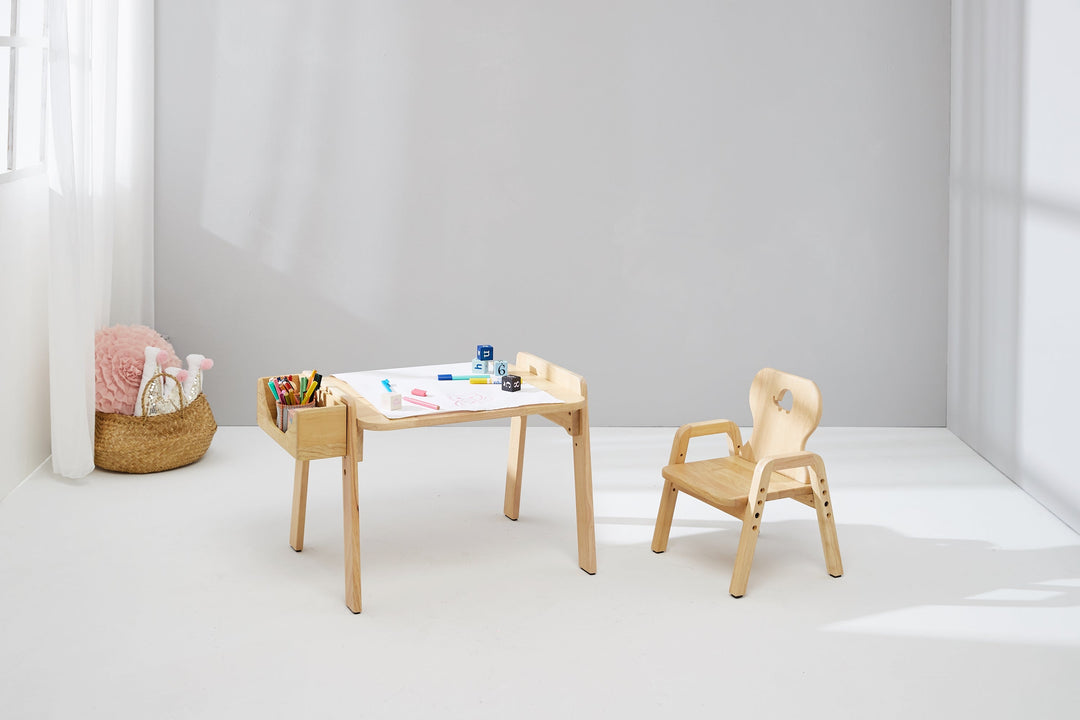 Mesasilla Kids Activities Table Set with Bear, star ,Elephant, Car,and Rabbit - Includes Chair