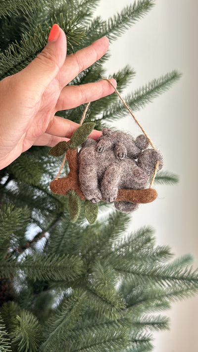 Felt Koala with Baby Ornament