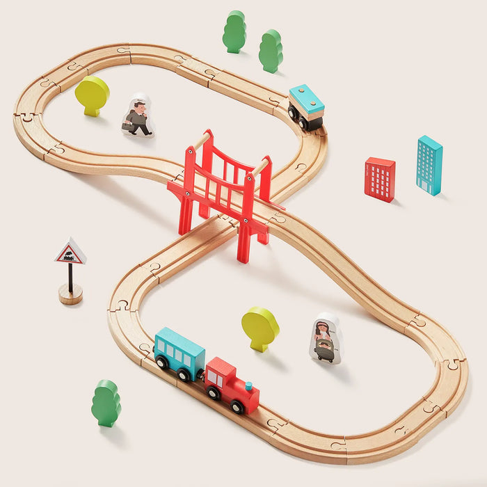 Tiny Land® Wooden Train Set for Children