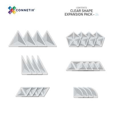 Connetix Tiles 24 Piece Clear Shape Expansion Pack