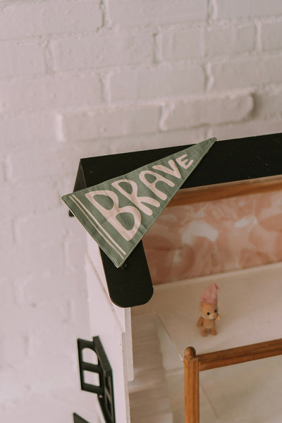 Brave Canvas Pennant | Handmade Triangle Wall Flag