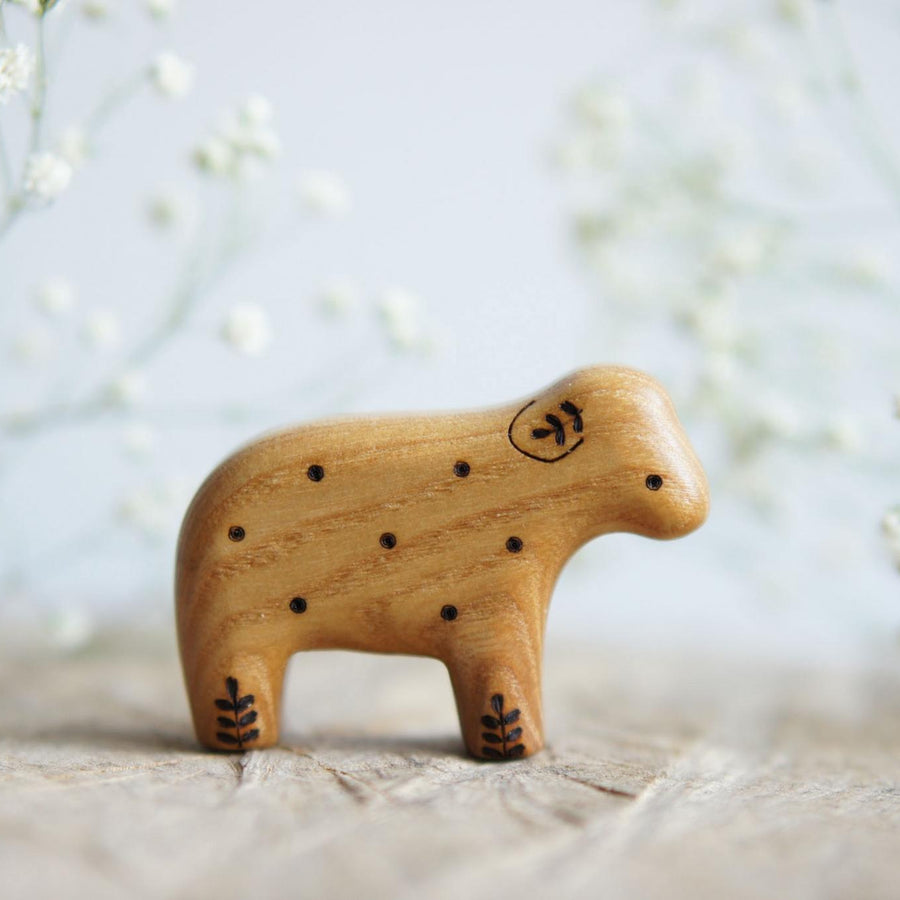 Wooden Lamb, Twig on Ear