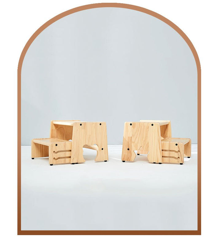 Mesasilla 2 Step Stool - Lightweight &amp; Sturdy with Anti-Slip, Animal-Shaped Cutouts - Solid Wood Construction