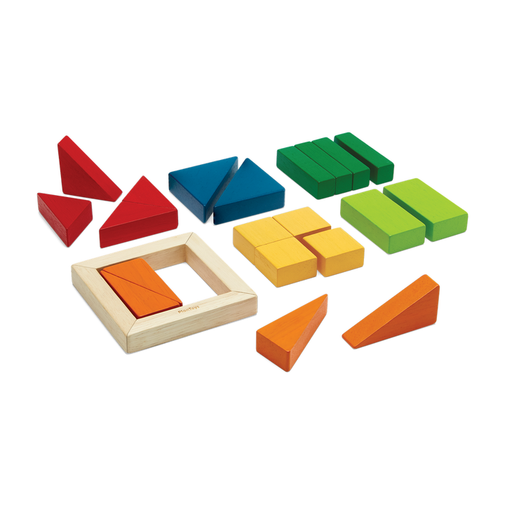 Chevron Blocks Plan Toys Fraction Blocks - Unit Plus – My Toy Wagon