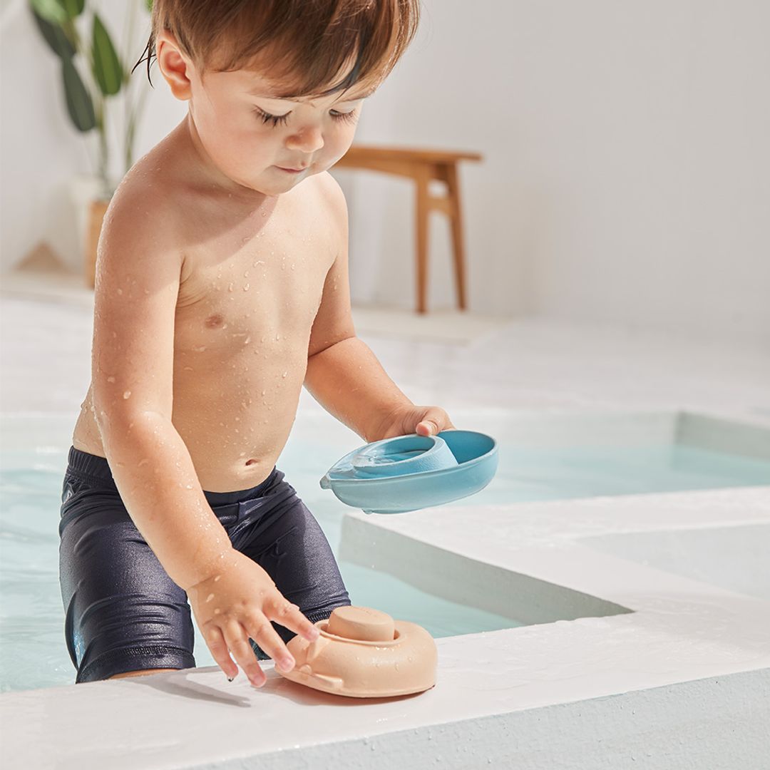 Plan Toys Rubber Convertible Boat - Pastel Orange