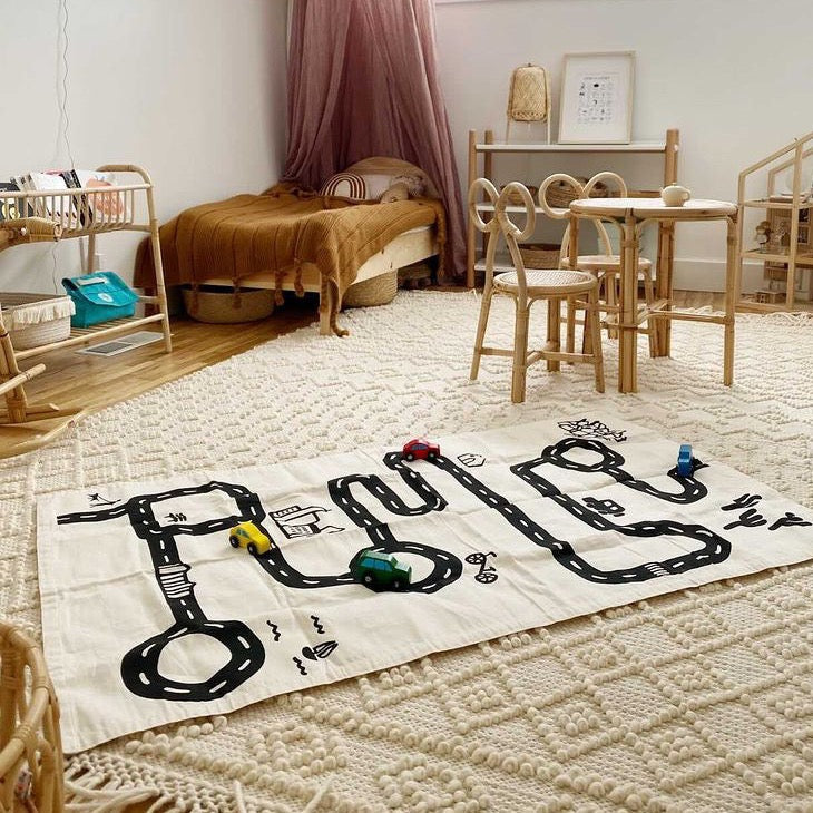 Canvas Floor Mat | Handmade Play Mat for Kids | Roll-Up Toy Mat
