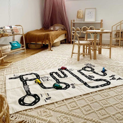Canvas Floor Mat | Handmade Play Mat for Kids | Roll-Up Toy Mat