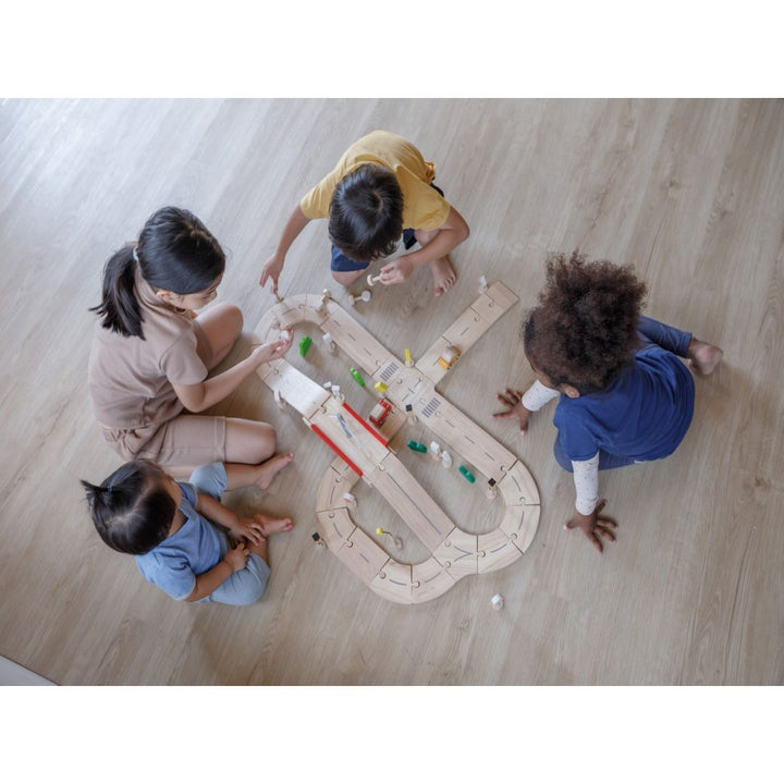Plan Toys Rubber Road &amp; Rail Set, Medium