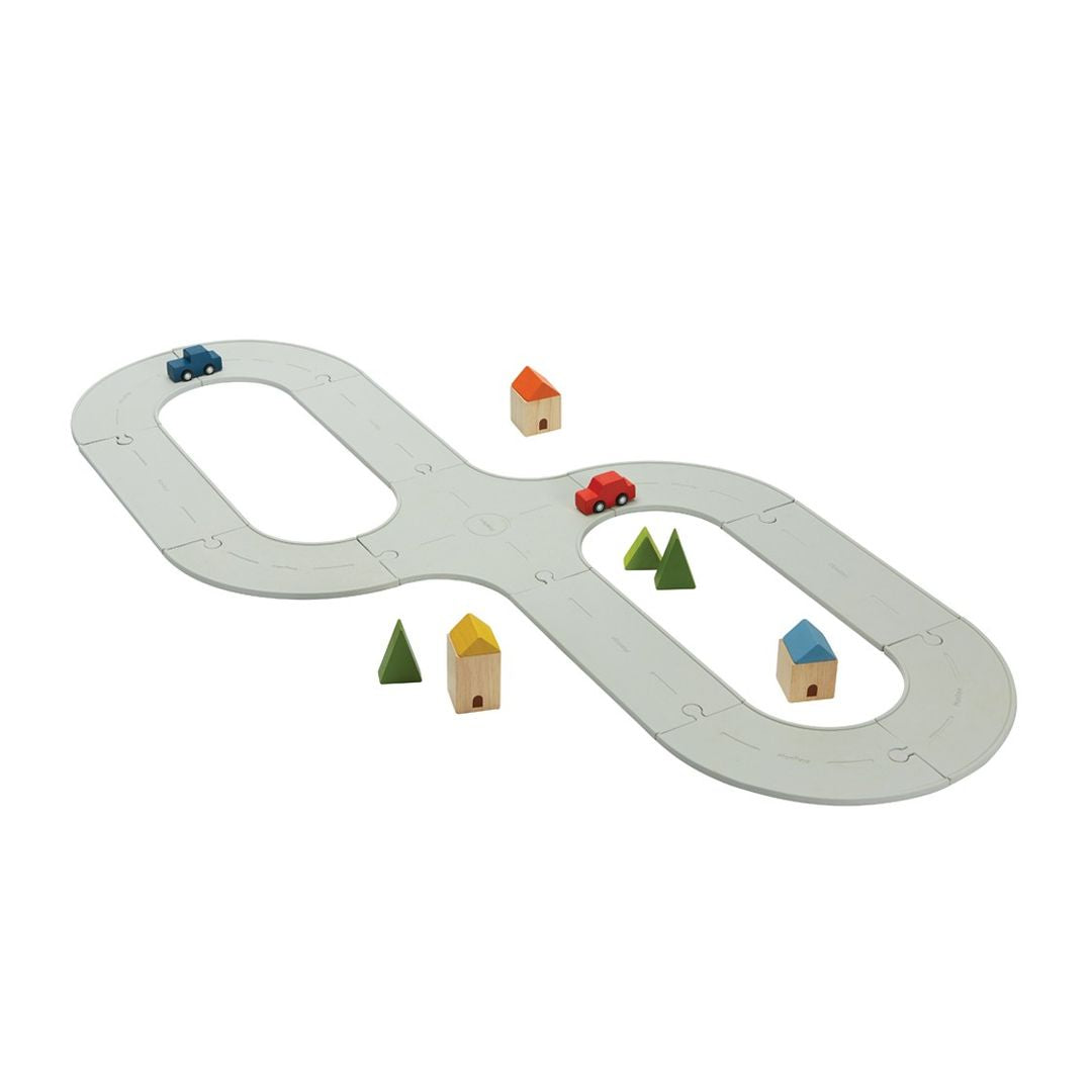 Plan Toys Rubber Road &amp; Rail Set, Medium