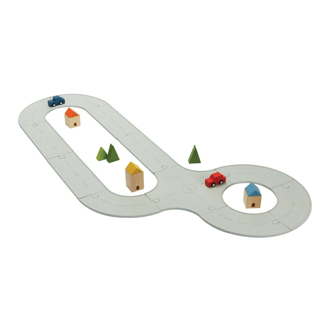 Plan Toys Rubber Road & Rail Set, Medium