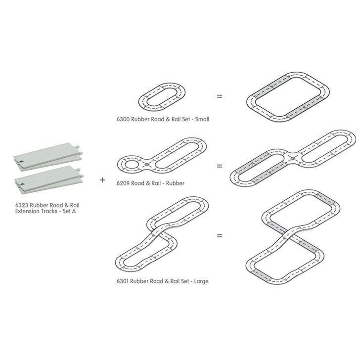 Plan Toys Rubber Road &amp; Rail Expansion Tracks - Set A