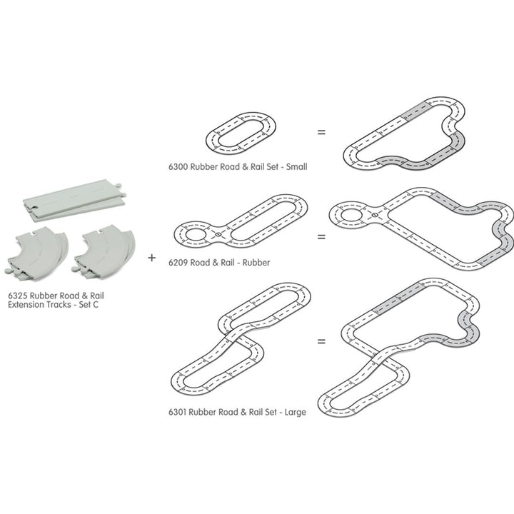 Plan Toys Rubber Road &amp; Rail Expansion Tracks - Set C