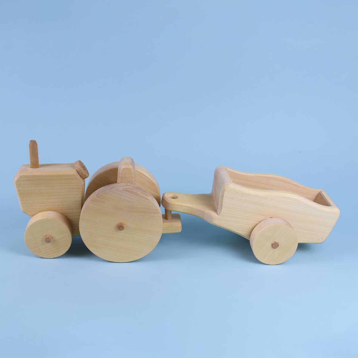 Atelier des Peupliers Wooden Tractor with Trailer, Large