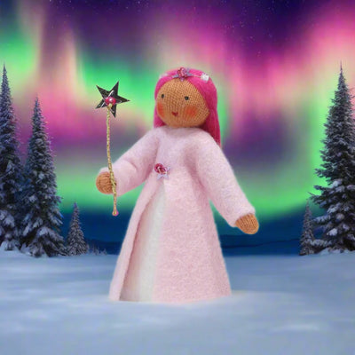 Pre-Order Aurora Borealis Fairy, Pink Dress, Medium Skin Tone (Ships in November)