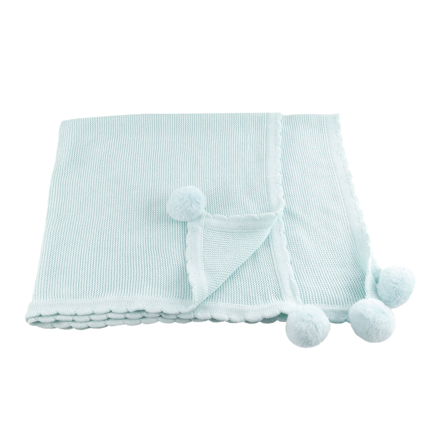 Pom Pom Blanket -  Pale Blue