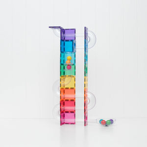 A rainbow Bright ball run tower with the funnel loaded at the top
