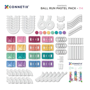 A wide Pastel ball run spread across the table