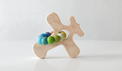 Bannor Airplane Wood Grasping Toy With Teething Beads