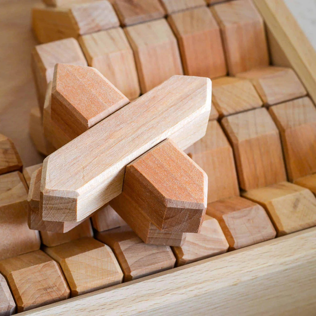 Bauspiel X-Blocks, 48-Piece Set in Wooden Tray