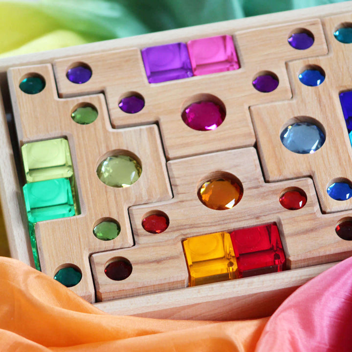 Bauspiel Color Staircase with Luminous Blocks, 16-Piece Set