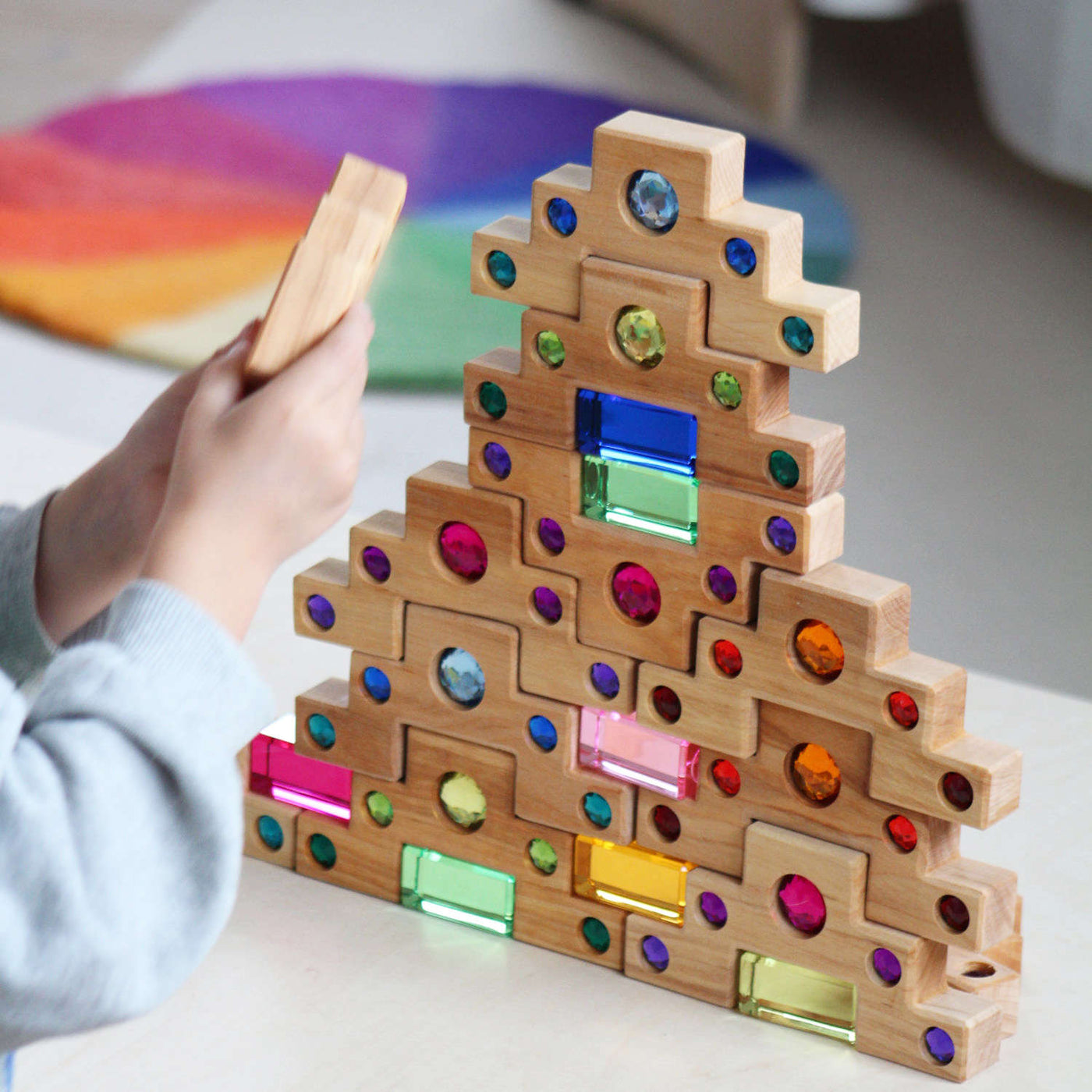 Pre-Order Bauspiel Color Staircase with Luminous Blocks, 16-Piece Set